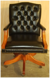Black Yew Plain Seat Gainsborough Swivel Desk Chair - front view